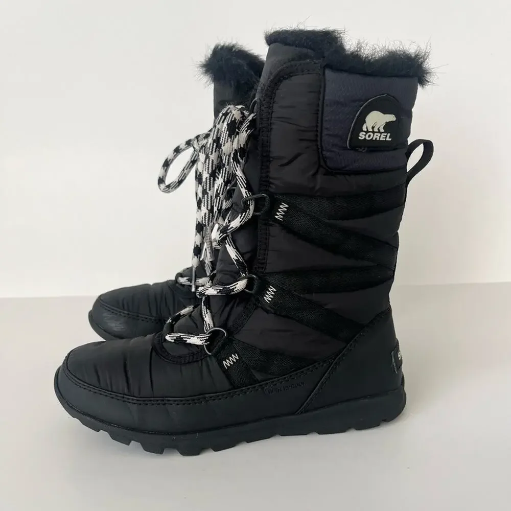 Sorel Whitney Mid Lace fur lined winter boots black 6